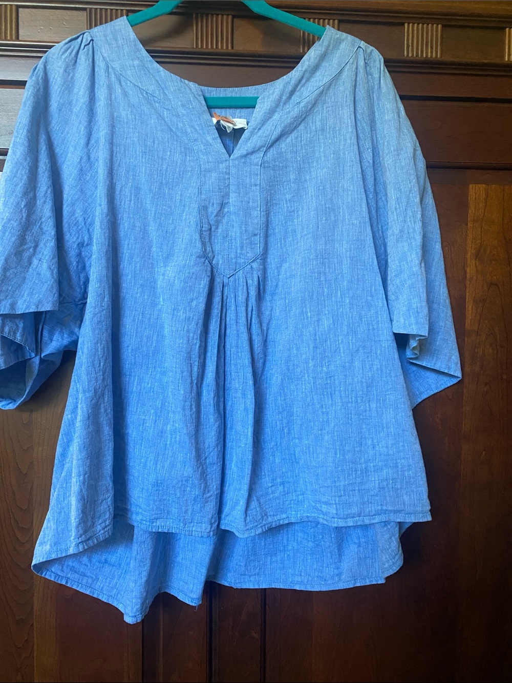 Light Blue Linen Tunic Top Pomander Place Finley